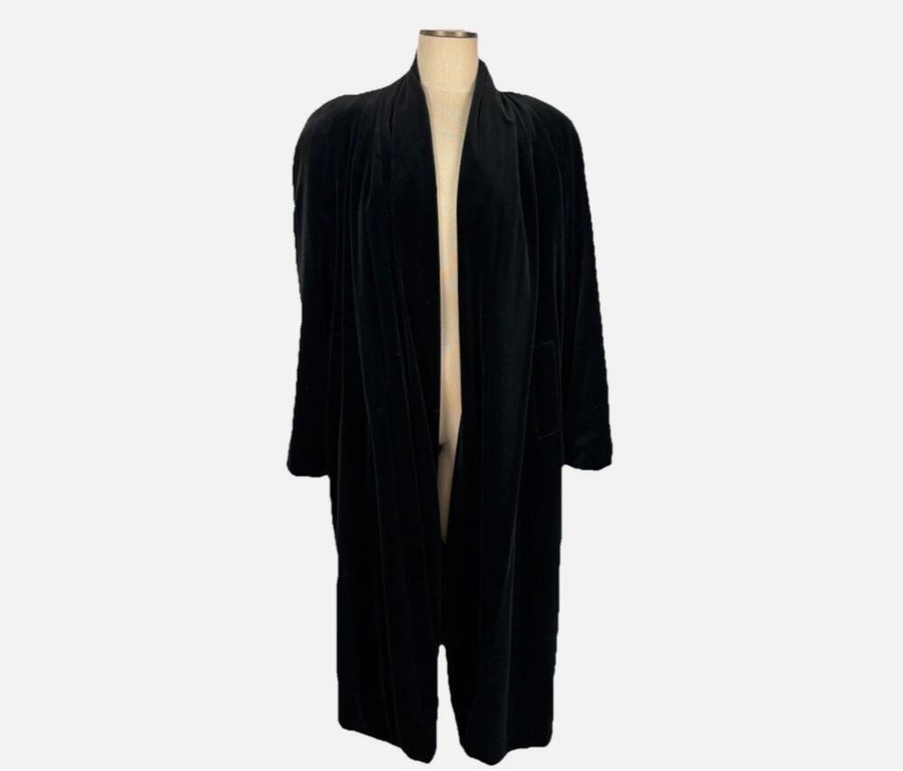 Vintage Black Velvet Size S Long Opera Dress Coat JS Collections Formal Evening
